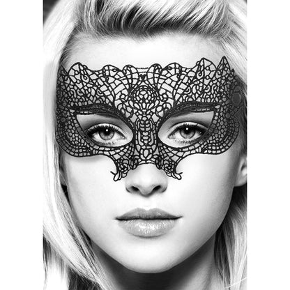SHOTS - OUCH! BLACK & WHITE PRINCESS LACE EYE MASK BLACK