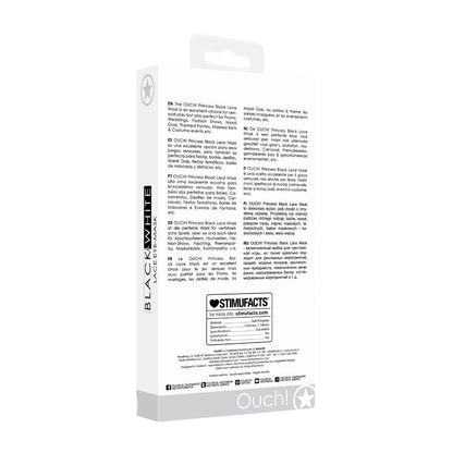 SHOTS - OUCH! BLACK & WHITE PRINCESS LACE EYE MASK BLACK
