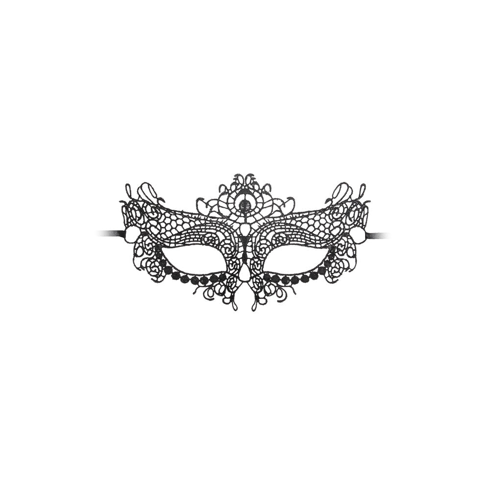 SHOTS - OUCH! BLACK & WHITE QUEEN LACE EYE MASK BLACK