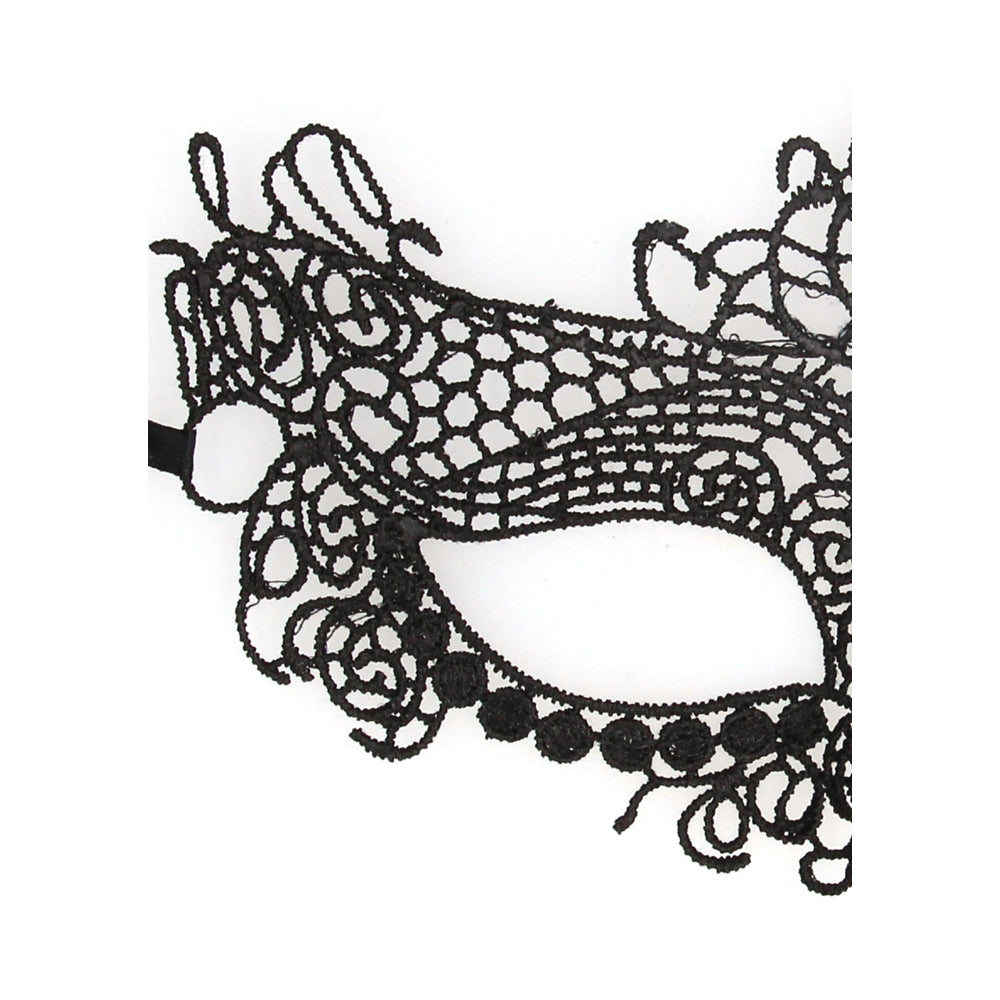 SHOTS - OUCH! BLACK & WHITE QUEEN LACE EYE MASK BLACK