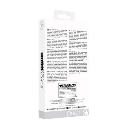 SHOTS - OUCH! BLACK & WHITE QUEEN LACE EYE MASK BLACK