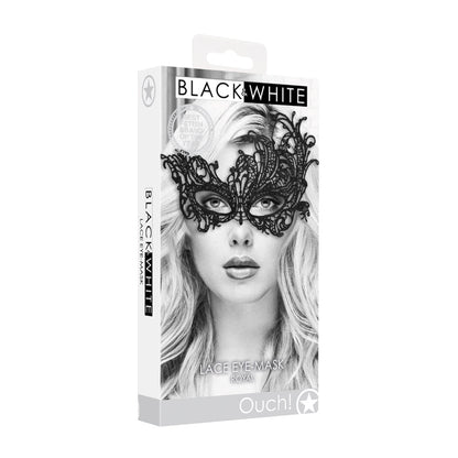 SHOTS - OUCH! BLACK & WHITE ROYAL LACE EYE MASK BLACK