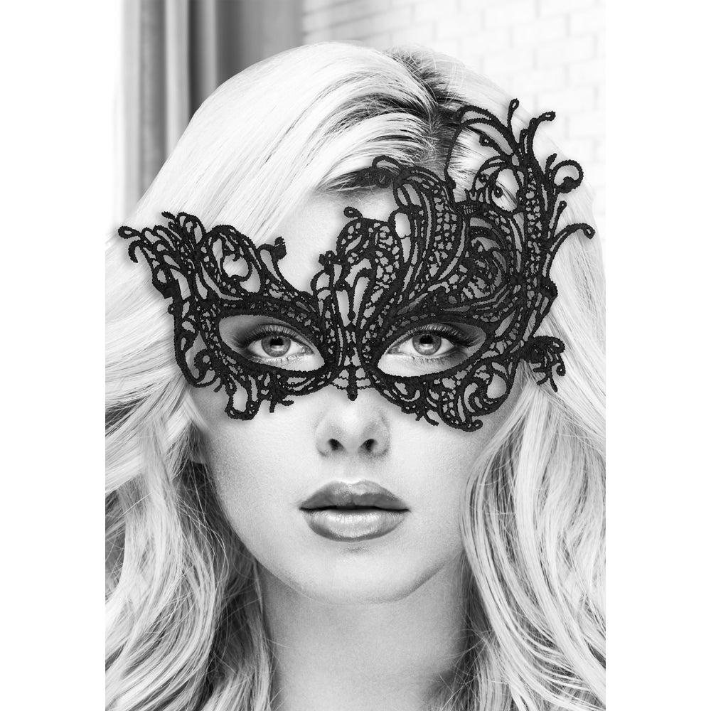 SHOTS - OUCH! BLACK & WHITE ROYAL LACE EYE MASK BLACK