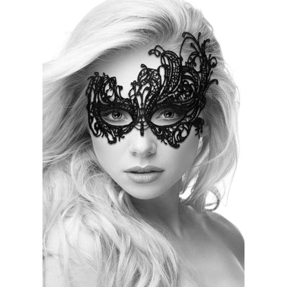 SHOTS - OUCH! BLACK & WHITE ROYAL LACE EYE MASK BLACK