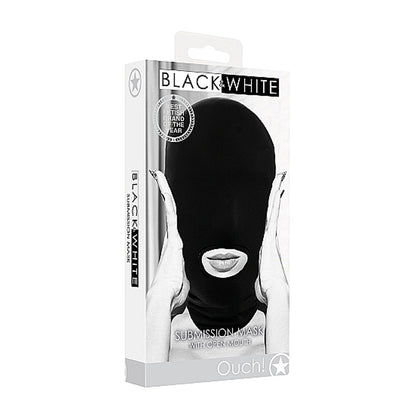 SHOTS - OUCH! BLACK & WHITE SUBMISSION MASK WITH OPEN MOUTH BLACK