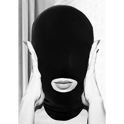 SHOTS - OUCH! BLACK & WHITE SUBMISSION MASK WITH OPEN MOUTH BLACK