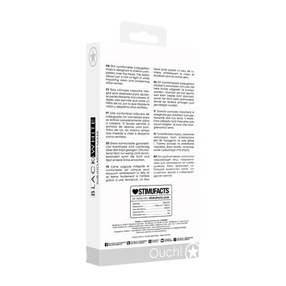 OUCH! BLACK & WHITE SUBJUGATION MASK ALLOWS JUST A HINT OF LIGHT BLACK