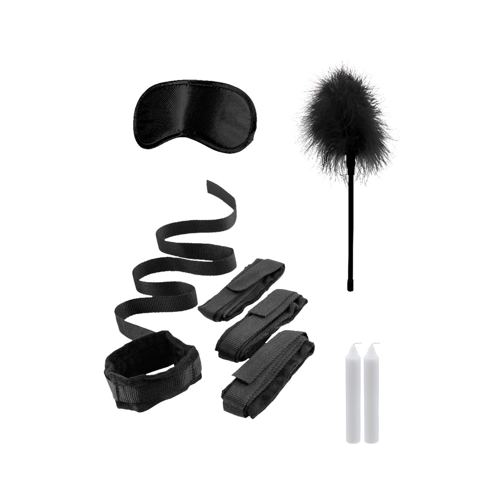 SHOTS - ¡AY! KIT DE SUJECIÓN NEGRO DE AMARRES PARA CAMA EN BLANCO Y NEGRO