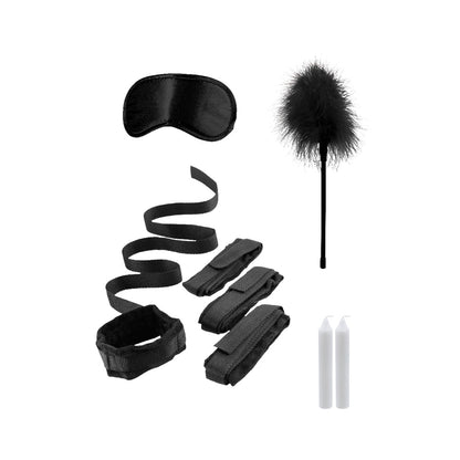 SHOTS - ¡AY! KIT DE SUJECIÓN NEGRO DE AMARRES PARA CAMA EN BLANCO Y NEGRO