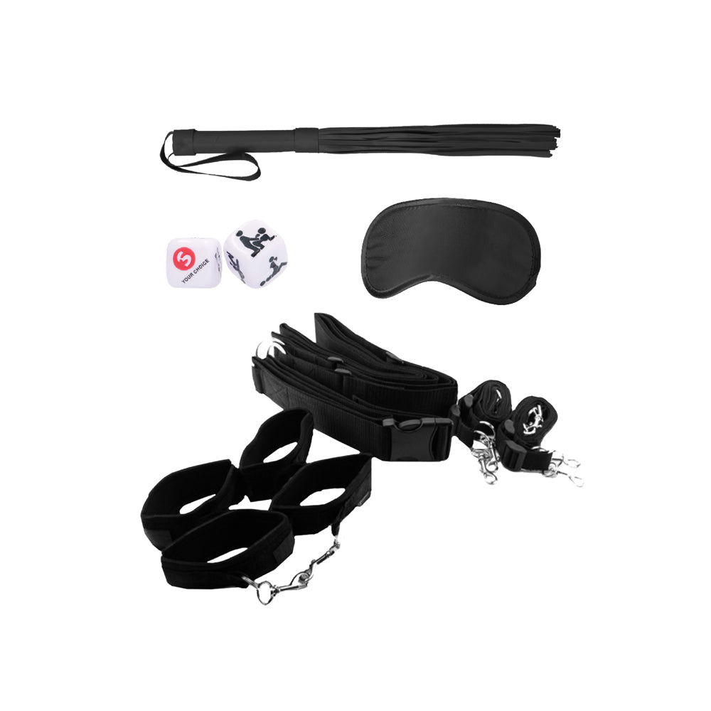 OUCH! BLACK & WHITE BONDAGE BELT RESTRAINT SYSTEM BLACK