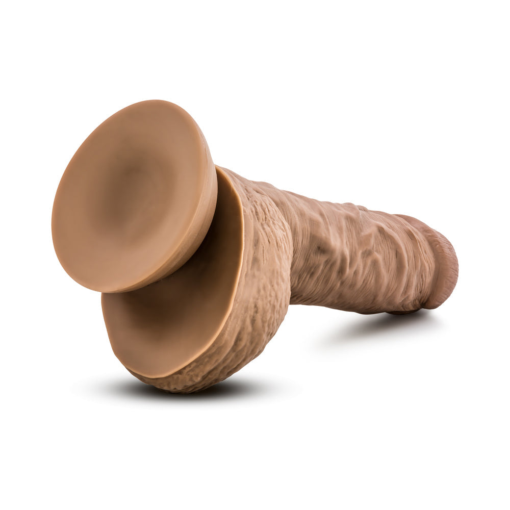 AU NATUREL BIG BILLY 9 IN. POSABLE DUAL DENSITY DILDO WITH BALLS TAN