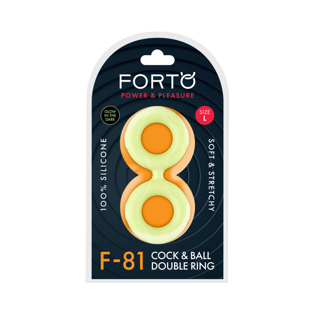 FORTO F-81 LIQUID SILICONE COCK & BALL DOUBLE RING LARGE GLOW