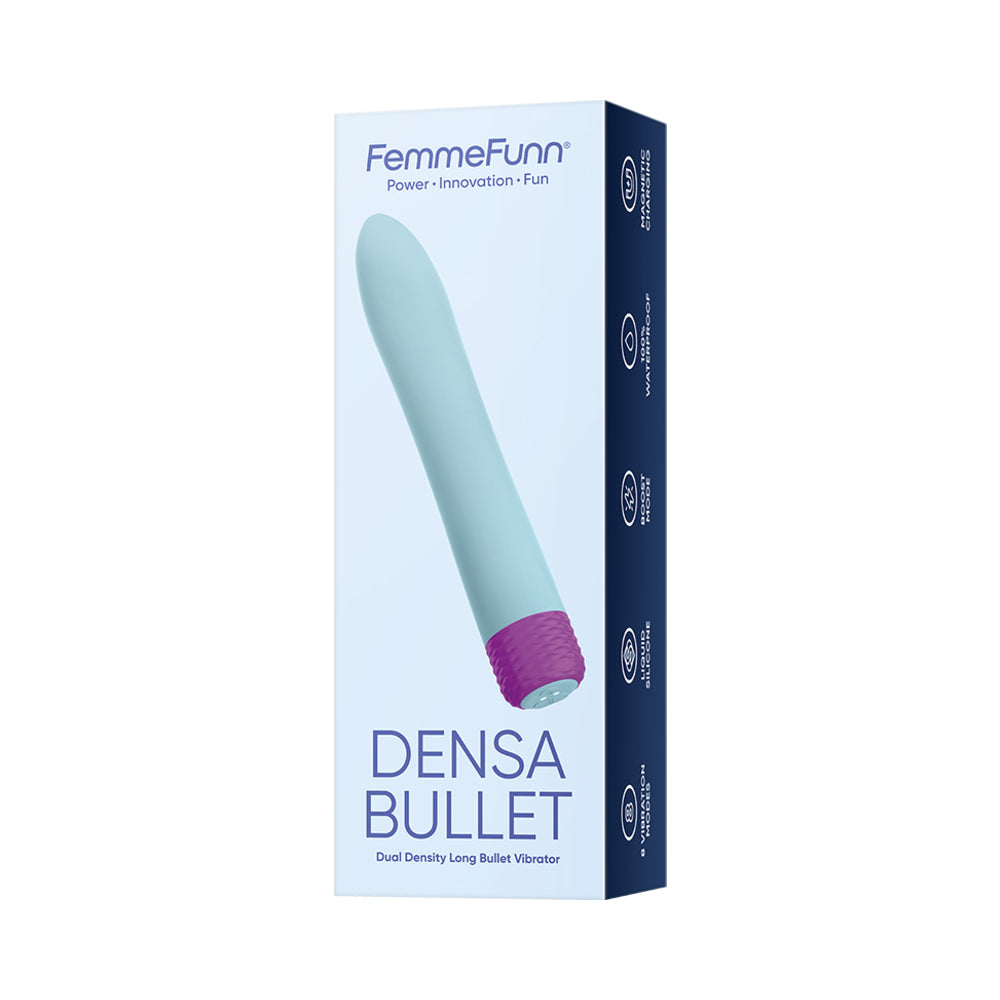 FEMMEFUNN DENSA BULLET RECHARGEABLE DUAL DENSITY SILICONE SLIMLINE VIBRATOR LIGHT BLUE