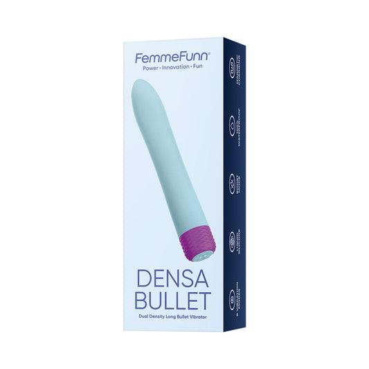 FEMMEFUNN DENSA BULLET RECHARGEABLE DUAL DENSITY SILICONE SLIMLINE VIBRATOR LIGHT BLUE