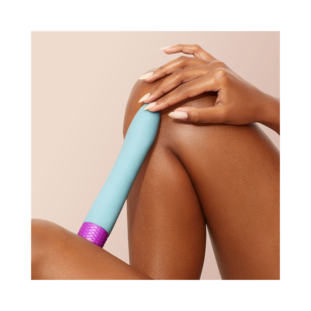 FEMMEFUNN - DENSA BULLET RECHARGEABLE DUAL DENSITY SILICONE SLIMLINE VIBRATOR LIGHT BLUE