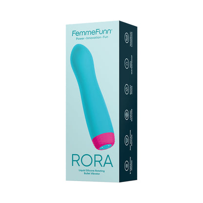 FEMMEFUNN RORA RECHARGEABLE SILICONE ROTATING BULLET VIBRATOR TURQUOISE