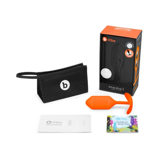 B-VIBE - SNUG PLUG 3 WEIGHTED SILICONE ANAL PLUG ORANGE