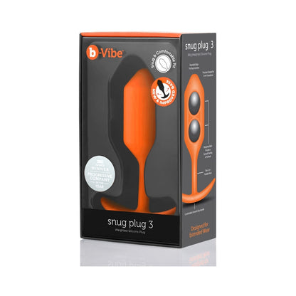 B-VIBE - SNUG PLUG 3 WEIGHTED SILICONE ANAL PLUG ORANGE