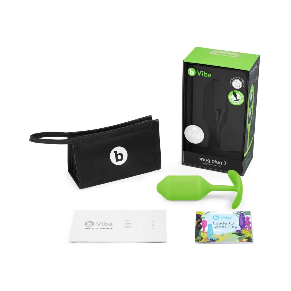 B-VIBE - SNUG PLUG 3 WEIGHTED SILICONE ANAL PLUG LIME