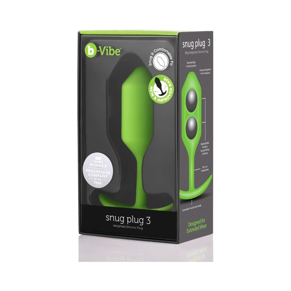 B-VIBE - SNUG PLUG 3 WEIGHTED SILICONE ANAL PLUG LIME