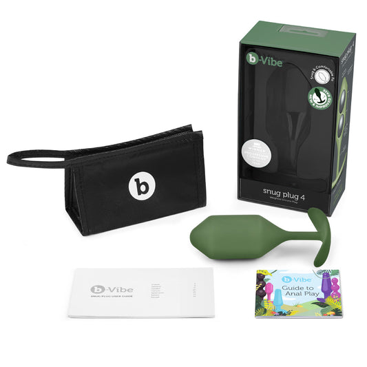 B-VIBE - SNUG PLUG 4 WEIGHTED SILICONE ANAL PLUG ARMY