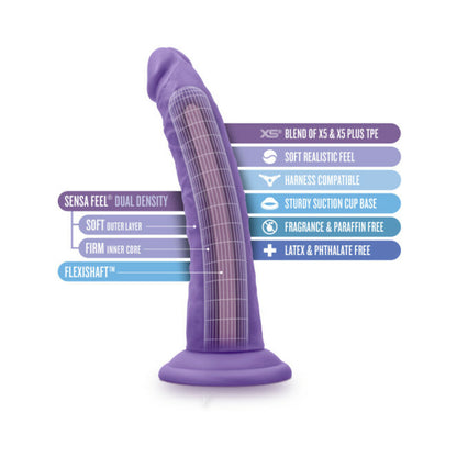 AU NATUREL BOLD JACK 7 IN. POSABLE DUAL DENSITY DILDO PURPLE