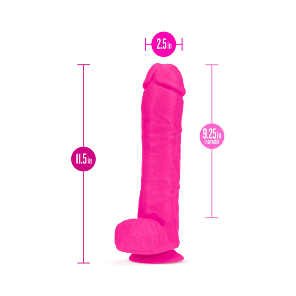 BLUSH - AU NATUREL BOLD BIG JOHN 11 IN. POSABLE DUAL DENSITY DILDO WITH BALLS & SUCTION CUP PINK