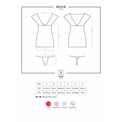 OBSESSIVE - 821-CHE-1 CHEMISE AND THONG