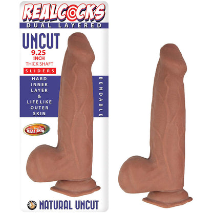 NASSTOYS - REALCOCKS DUAL LAYERED UNCUT SLIDER THICK SHAFT 9.25 IN. BROWN