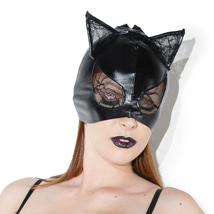 COQUETTE - CAT MASK WITH LACE EYES AND EARS BLACK OS HANGING