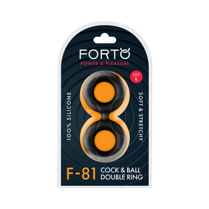FORTO F-81 LIQUID SILICONE COCK & BALL DOUBLE RING LARGE BLACK