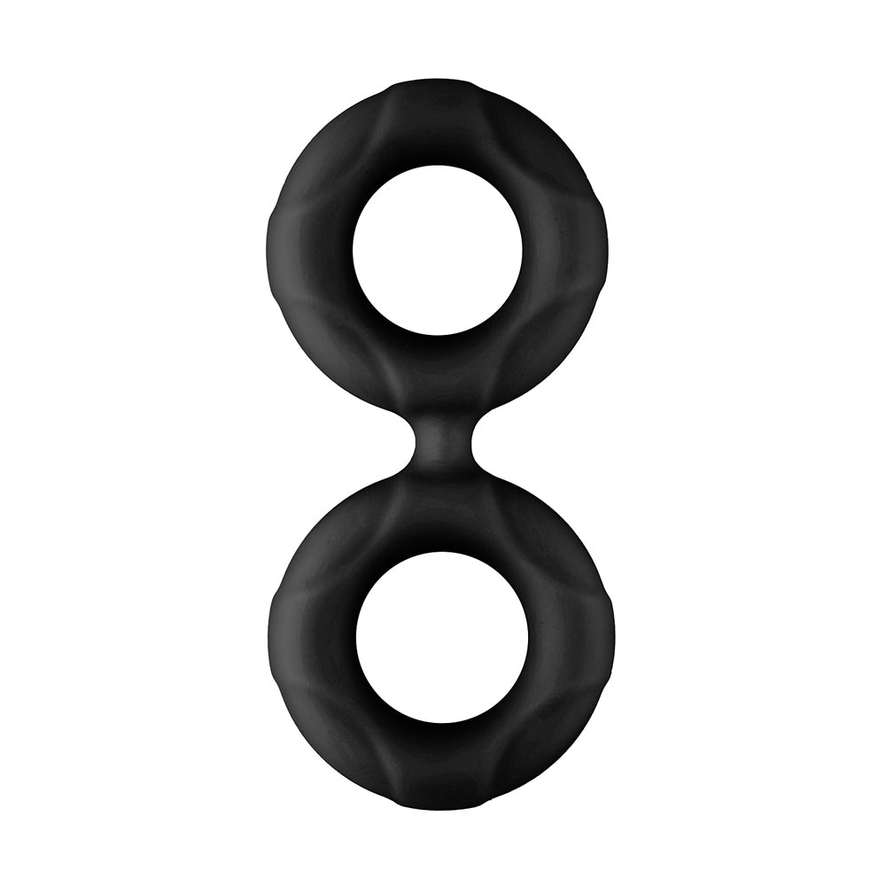 FORTO F-81 LIQUID SILICONE COCK & BALL DOUBLE RING LARGE BLACK