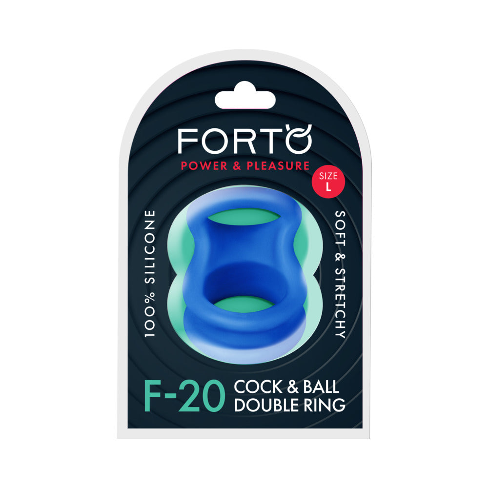 FORTO - F-20 LIQUID SILICONE COCKRING & BALL STRETCHER LARGE BLUE