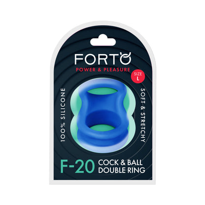 FORTO - F-20 LIQUID SILICONE COCKRING & BALL STRETCHER LARGE BLUE