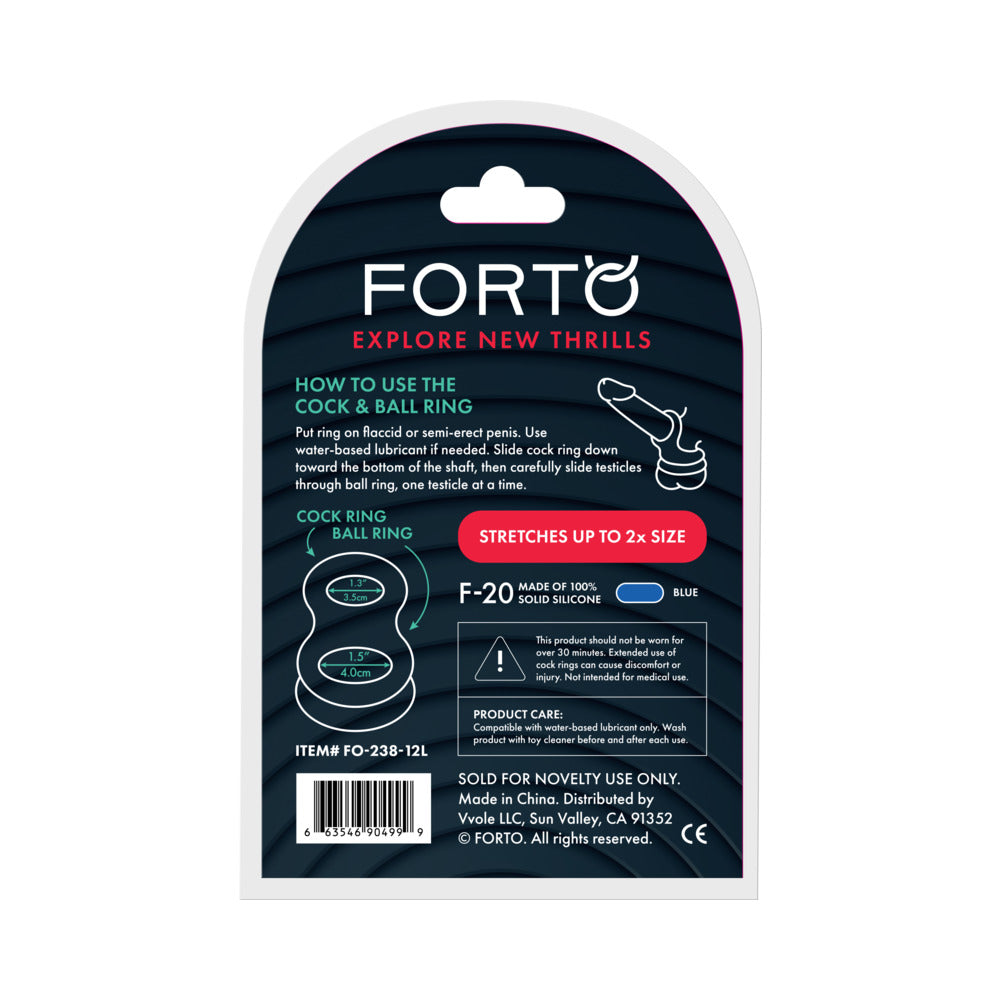FORTO - F-20 LIQUID SILICONE COCKRING & BALL STRETCHER LARGE BLUE