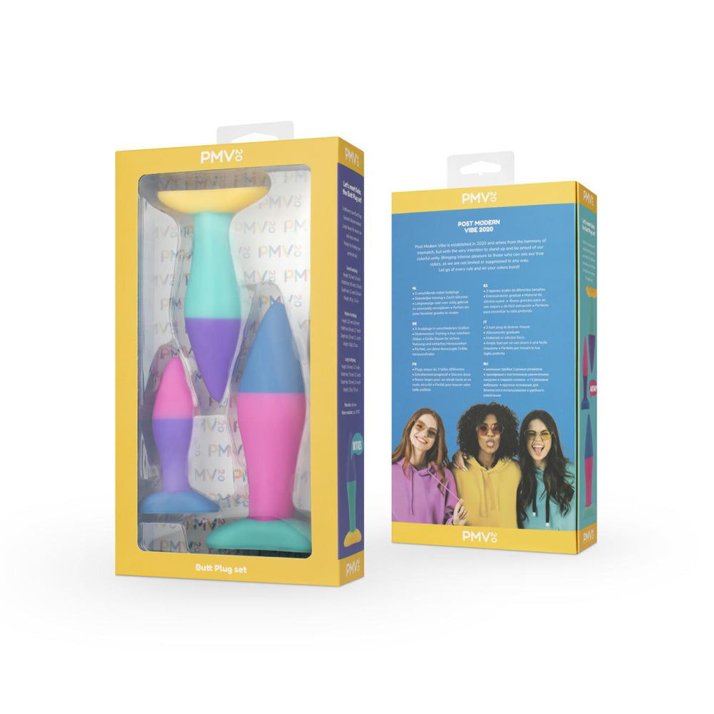 EDC WHOLESALE - PMV20 KODA 3-PIECE BUTT PLUG SET MULTICOLOR
