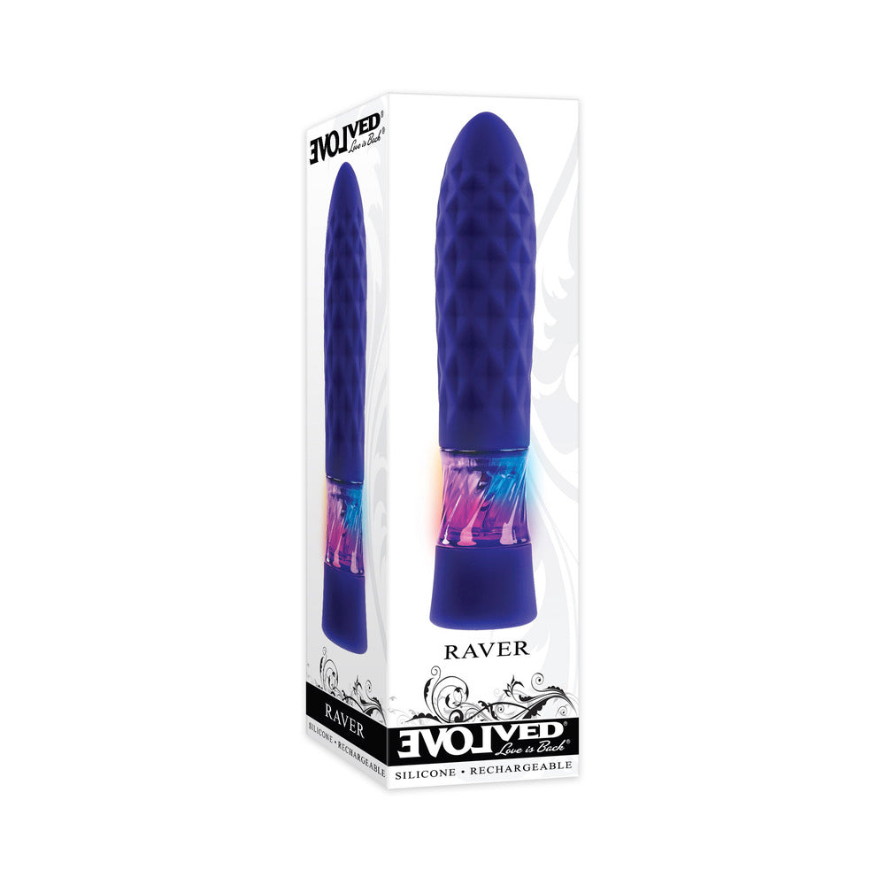 EVOLVED RAVER LIGHT-UP RECHARGEABLE SILICONE BULLET VIBRATOR PURPLE