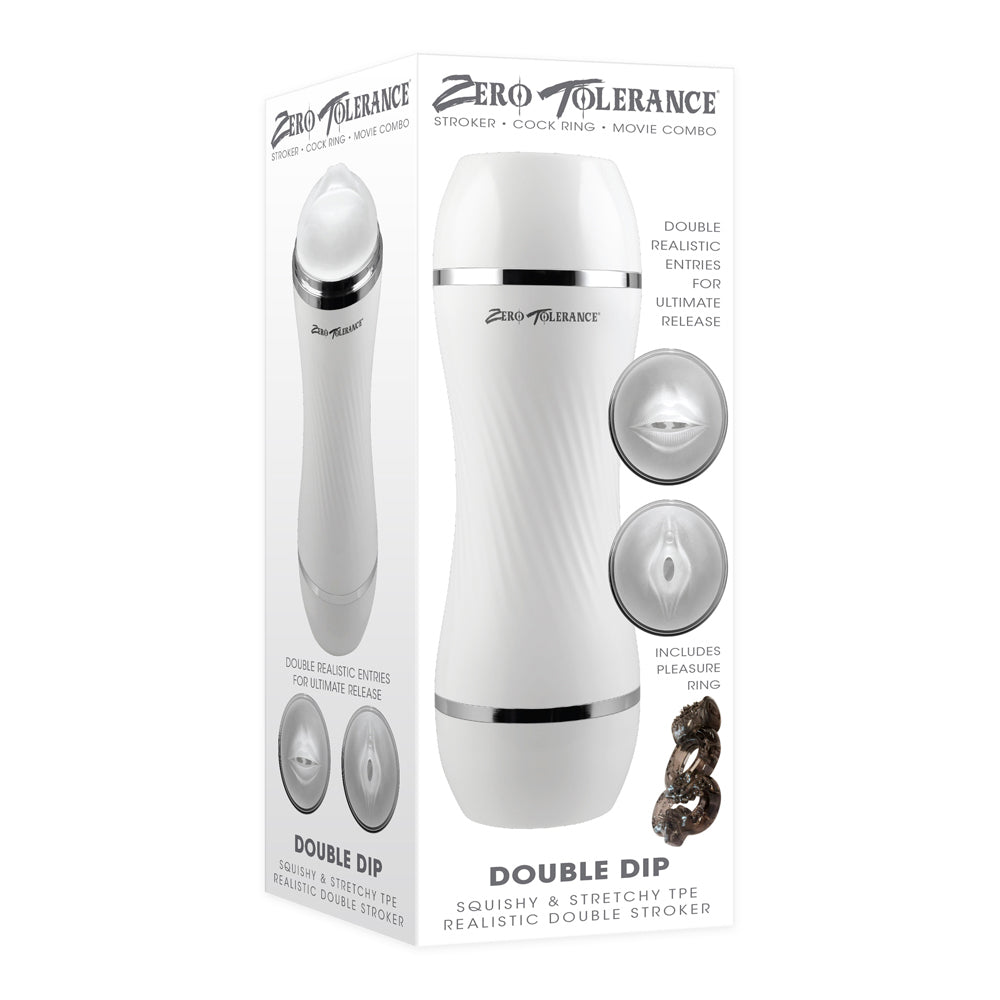 ZERO TOLERANCE - DOUBLE DIP DUAL-ENDED REALISTIC STROKER WITH MOVIE DOWNLOAD WHITE