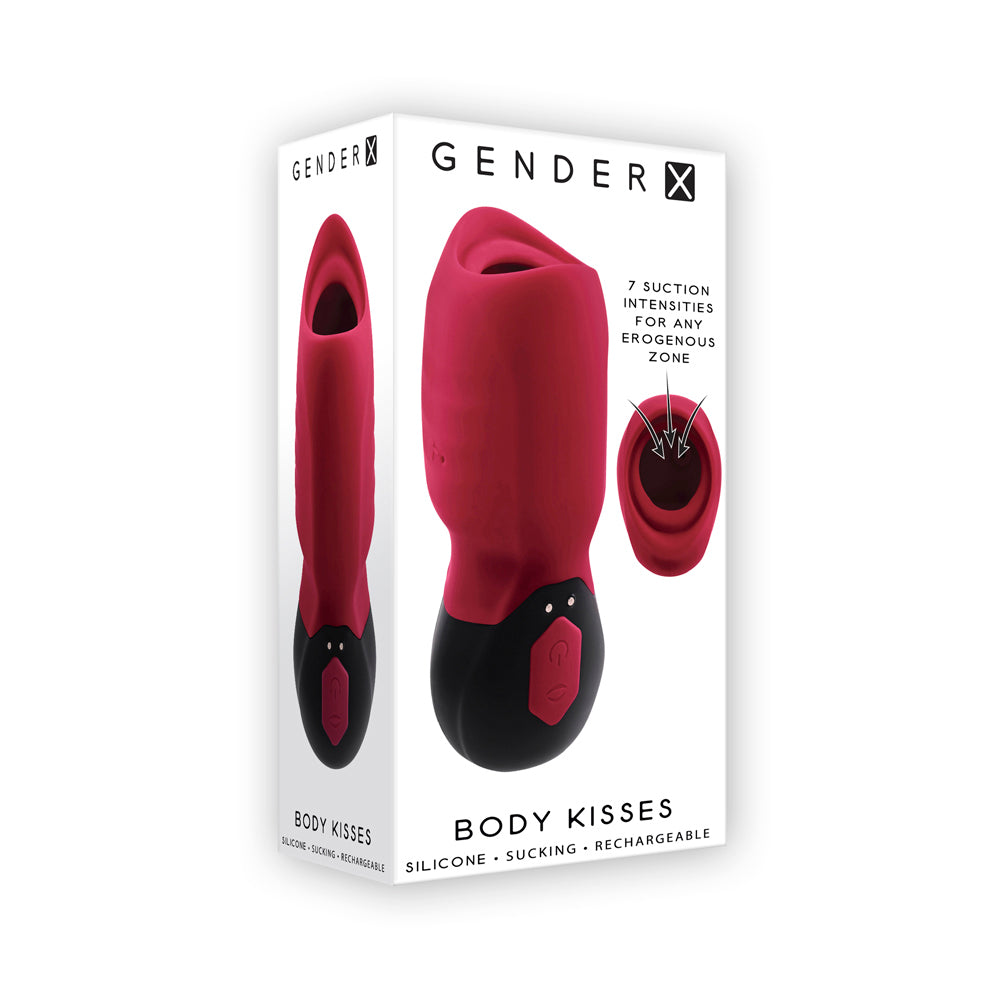 GENDER X - BODY KISSES RECHARGEABLE VIBRATING SILICONE SUCTION MASSAGER RED