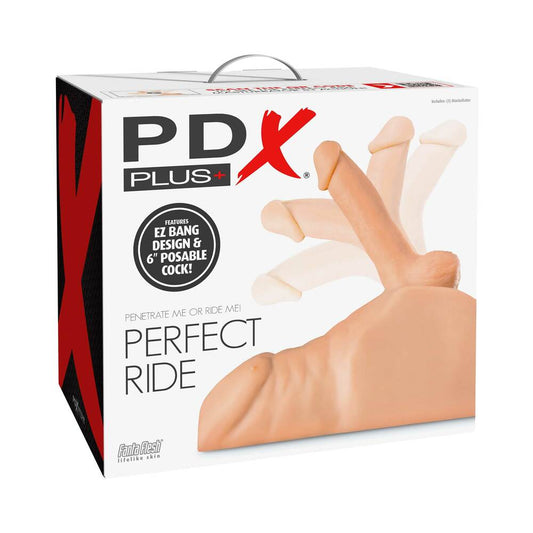PDX PLUS PERFECT RIDE ANAL MASTURBATOR WITH 6 IN. POSABLE DILDO BEIGE