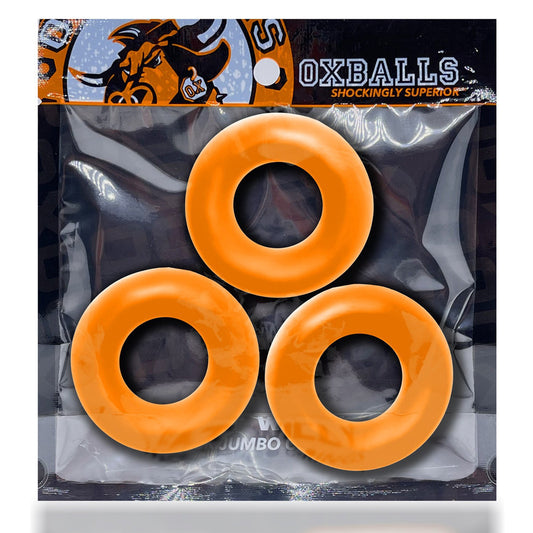 OXBALLS FAT WILLY 3-PACK JUMBO COCKRINGS ORANGE