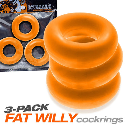 OXBALLS FAT WILLY 3-PACK JUMBO COCKRINGS ORANGE