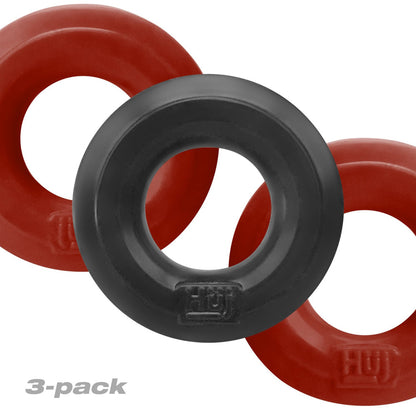 OXBALLS - HUNKYJUNK HUJ3 ANILLO PARA PENE, PAQUETE DE 3, CEREZA/HIELO TAR