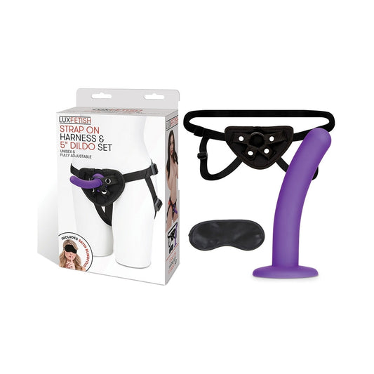 LUX FETISH STRAP-ON HARNESS & 5 IN. DILDO SET