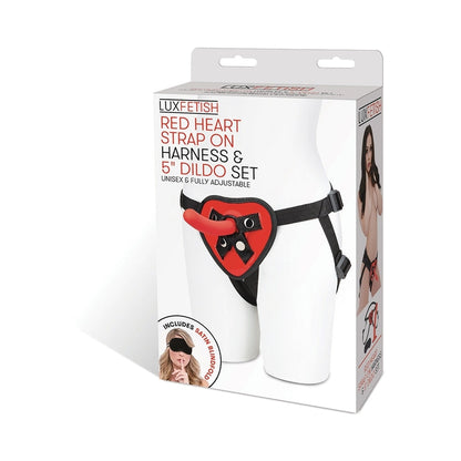 ELECTRIC EEL - LUX FETISH RED HEART STRAP-ON HARNESS & 5 IN. DILDO SET