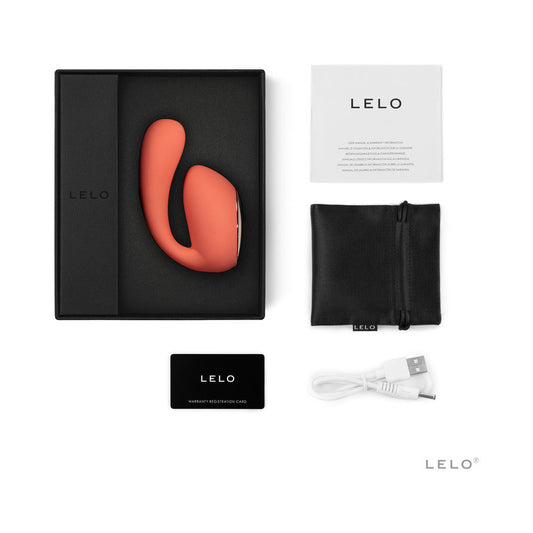 LELO IDA WAVE RECHARGEABLE DUAL STIMULATOR CORAL RED