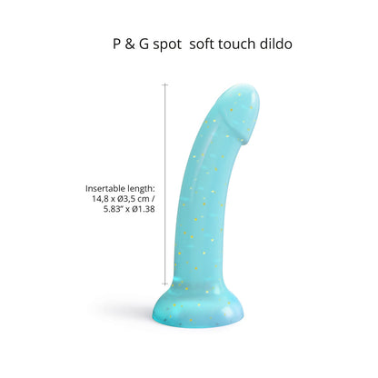 LOVELY PLANET - LOVE TO LOVE DILDOLLS NIGHTFALL 6 IN. SILICONE DILDO WITH GOLD STAR GLITTER BLUE