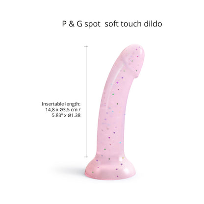 LOVELY PLANET - LOVE TO LOVE DILDOLLS STARLIGHT 6 IN. SILICONE DILDO WITH MULTICOLOR STAR GLITTER PINK