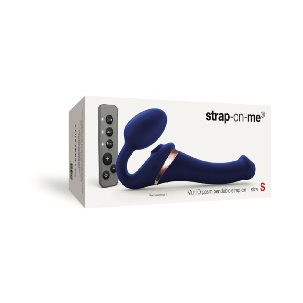 STRAP-ON-ME RECHARGEABLE REMOTE-CONTROLLED MULTI ORGASM BENDABLE STRAPLESS STRAP-ON NIGHT BLUE SMALL