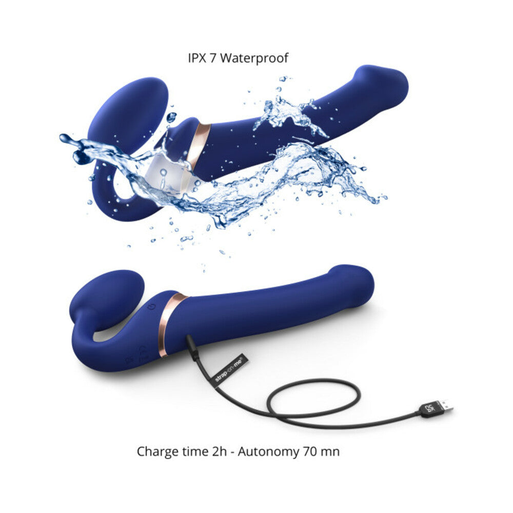LOVELY PLANET - STRAP-ON-ME RECHARGEABLE REMOTE-CONTROLLED MULTI ORGASM BENDABLE STRAPLESS STRAP-ON NIGHT BLUE SMALL